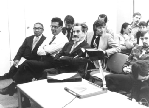 樊畿(左一)1978年在德国参加会议,左二是博弈学家马希勒(M.Maschler)