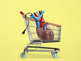 Illustration of a heart in a shopping cart